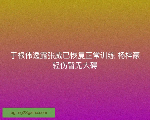 于根伟透露张威已恢复正常训练 杨梓豪轻伤暂无大碍